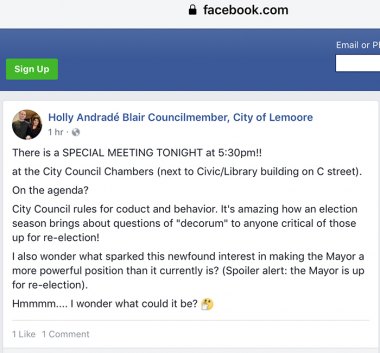 Lemoore City Council blasts fellow member Holly Blair in two-hour council meeting Post by Holly Blair